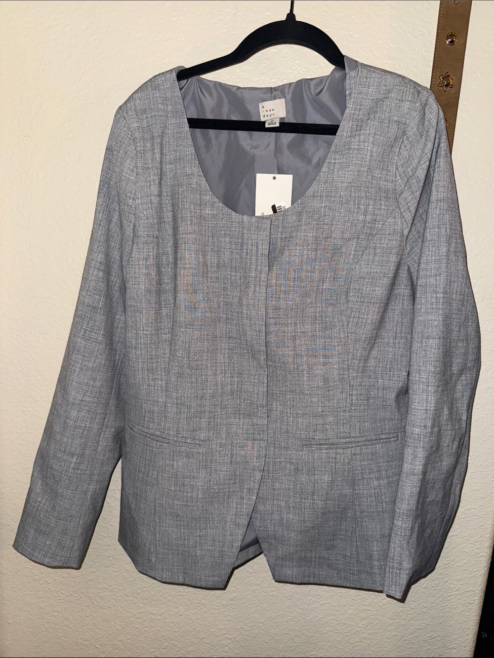 A New Day Light Gray Collarless Open-Front Blazer